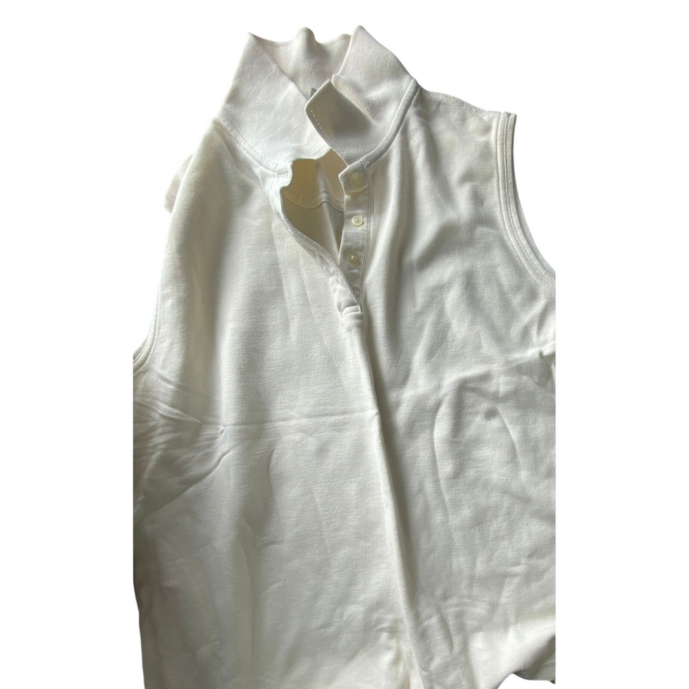 Calvin‎ Klein Womens Sleeveless Polo Top White Stretch Cotton Size Large